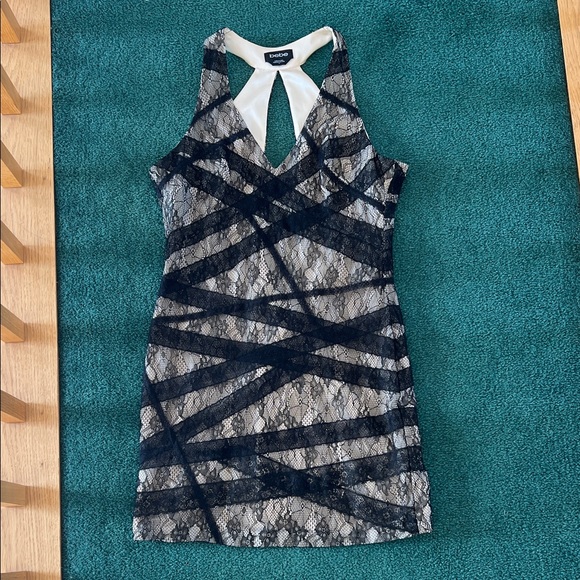 bebe Dresses & Skirts - Vintage y2k bebe Black and Cream Lace Mini Dress